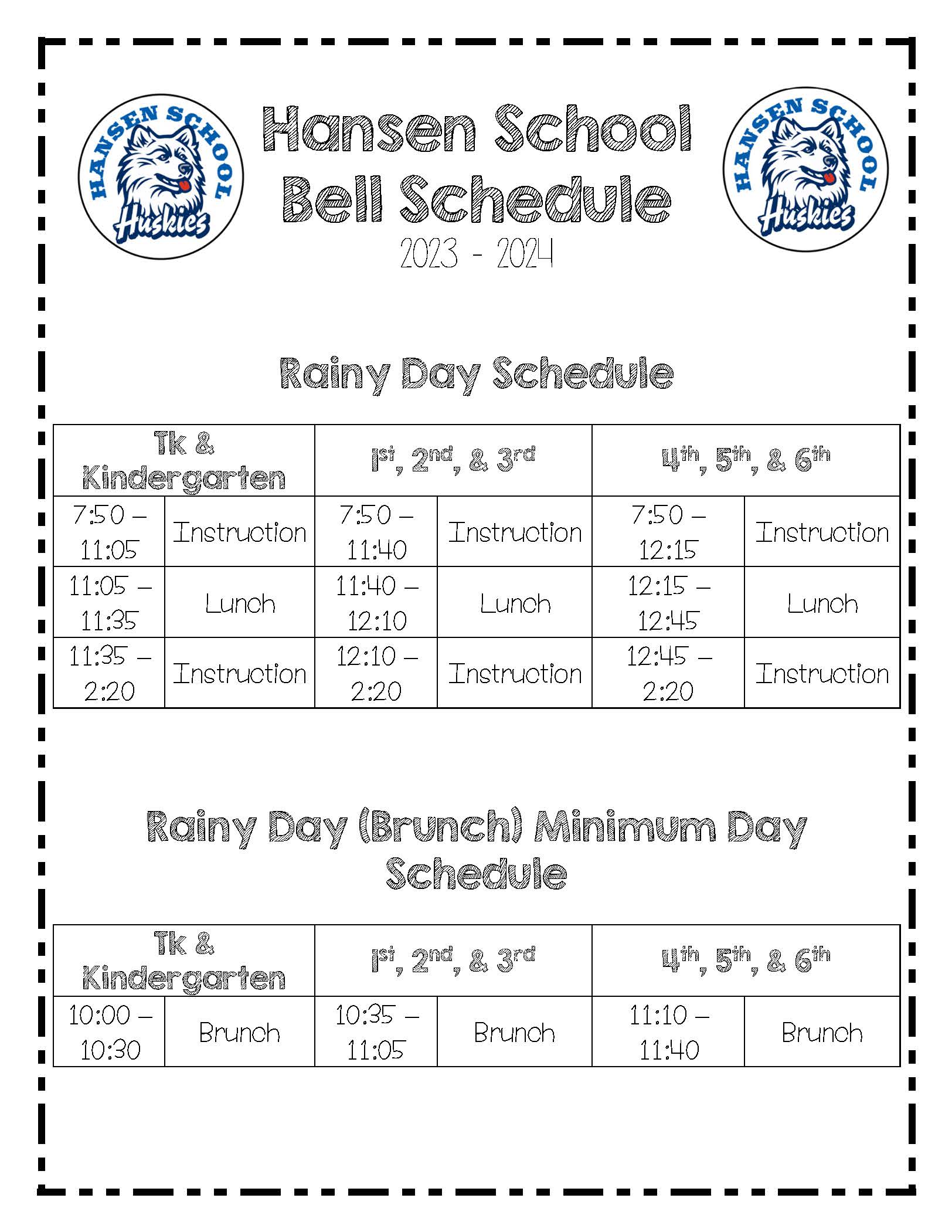 Savanna School District Hansen Bell Schedule